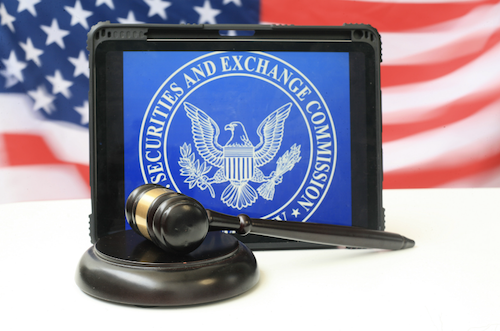 A Gavel and a Sign with the the Securities and Exchance Commission's logo